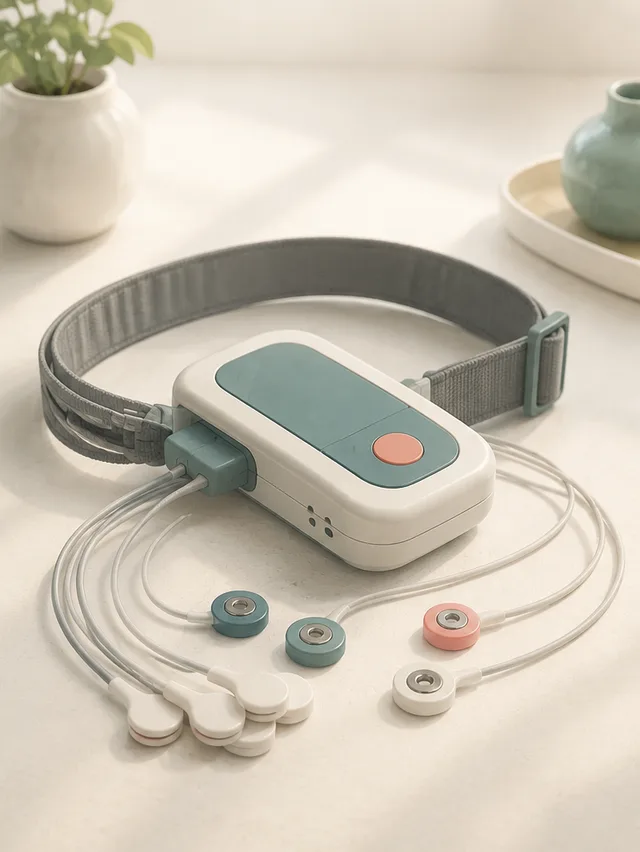 Monitor Holter portátil con sus electrodos